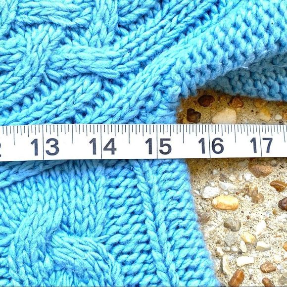 Gap Celtic Cable Knit Wool Blend 3/4 Sleeve Blue Sweater Size XS - Picture 4 of 9